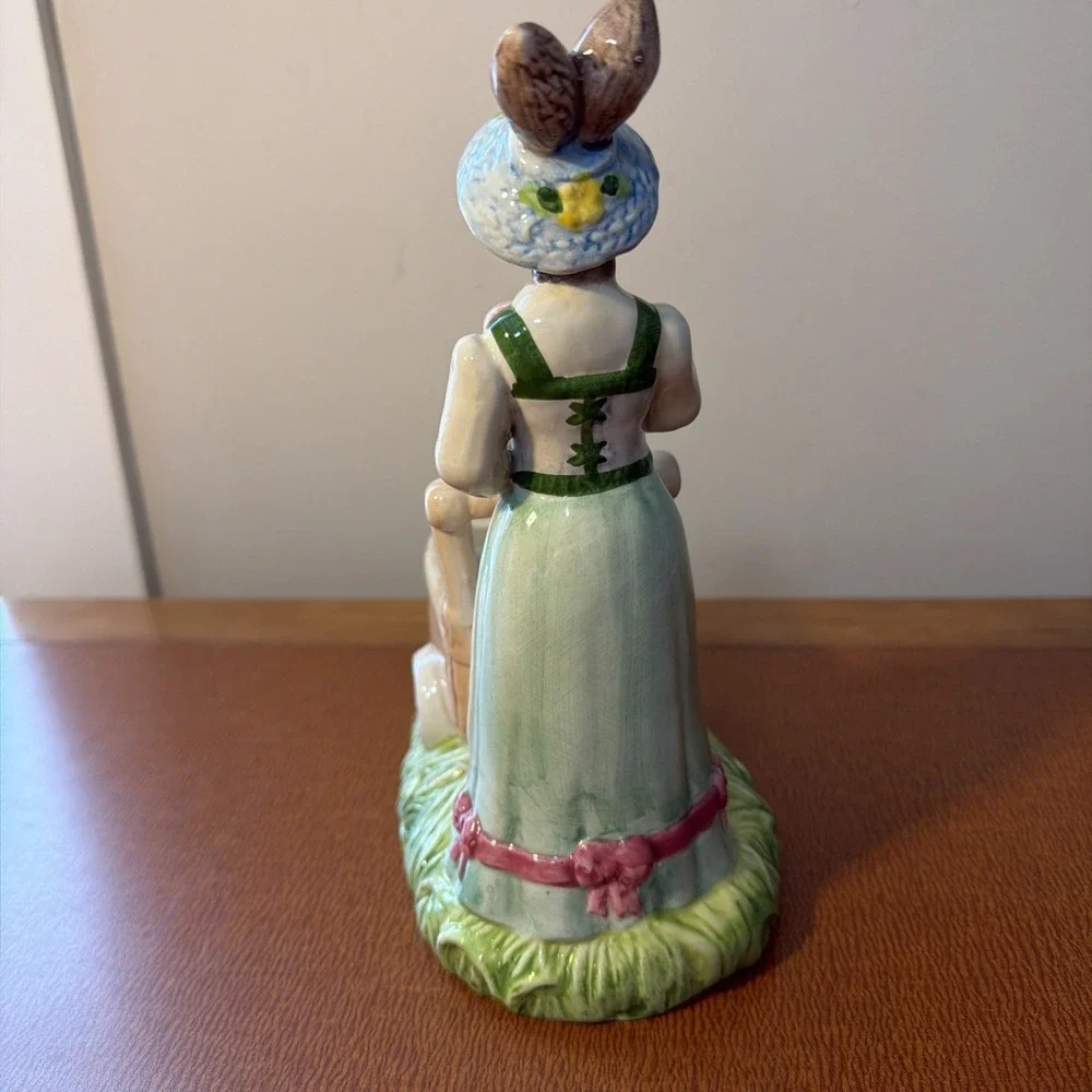 Vtg Cracker Barrel Easter Mother Bunny Pushing Carriage 9